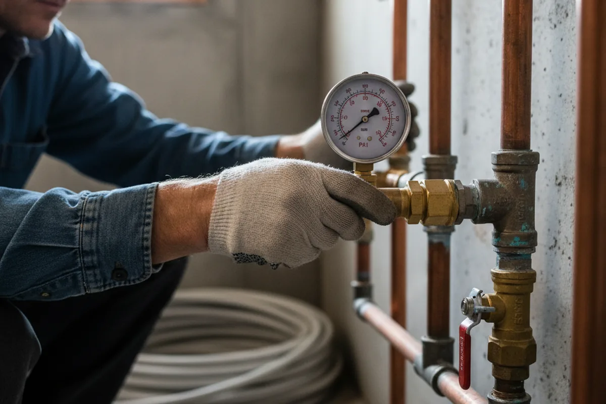 Pressure testing a repaired line during Water Line Repair in Rock Glen